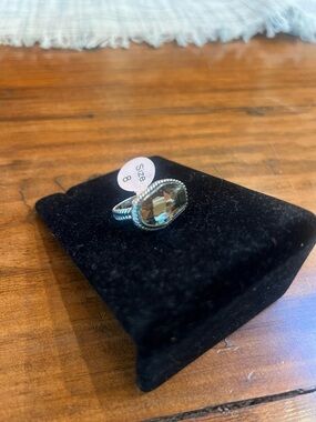 Women's Silver Ring with Smoky Crystal Center - Size 8
